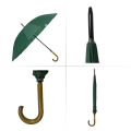 Madera de poliéster verde de alta calidad Crook Many de color marrón profundo paraguas automáticas rectas